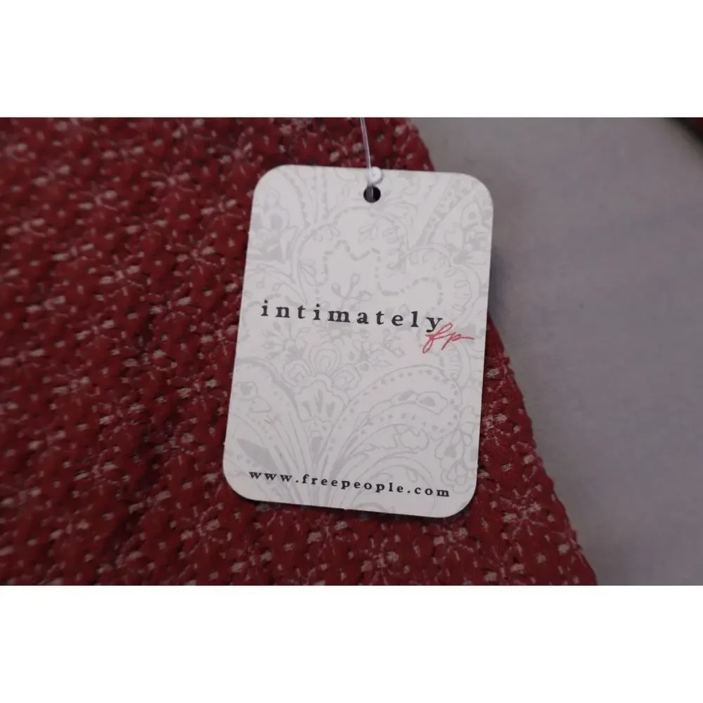 NEW Free People Intimately Love Letter Red Long Sleeve Scoop Neck Knit Top M/L